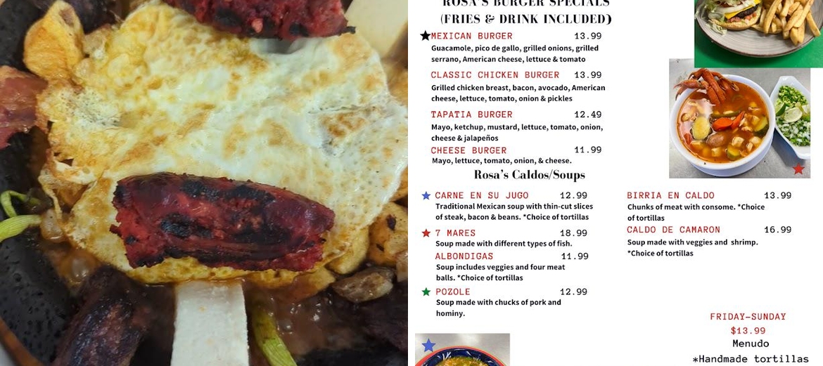 Las Dos Rosa's Restaurant Menu